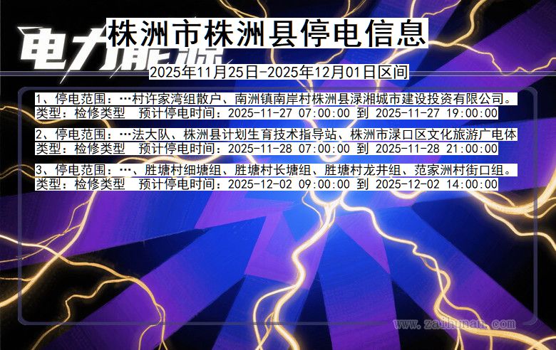 湖南省株洲株洲停电通知