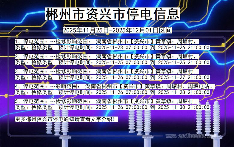 湖南省郴州资兴停电通知