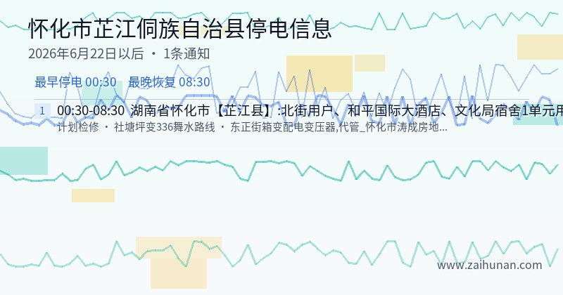 怀化市芷江侗族自治县停电通知