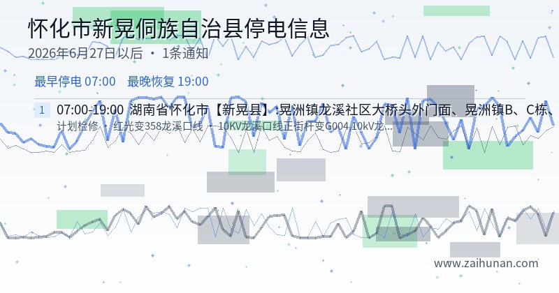怀化市新晃侗族自治县停电通知