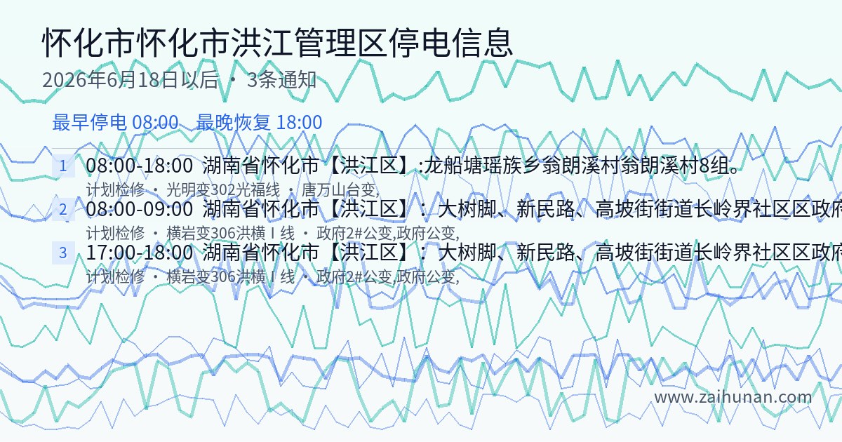怀化市怀化市洪江管理区2026年6月18日以后停电通知