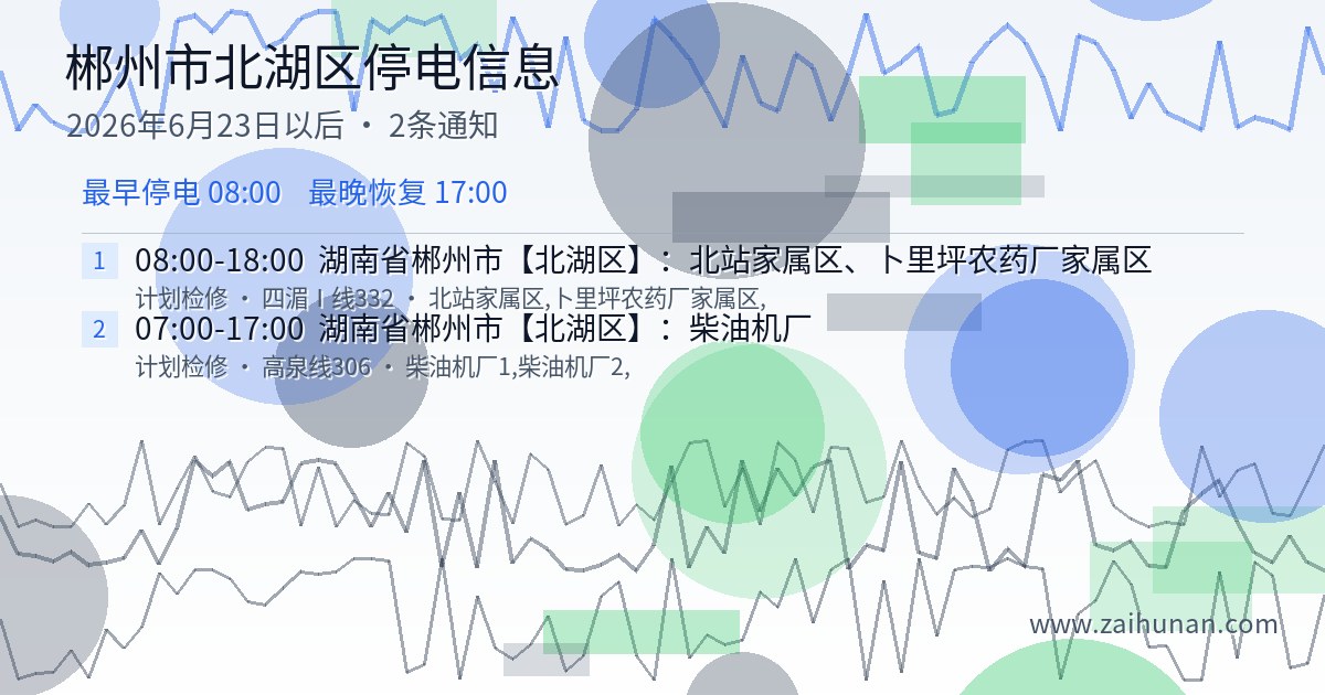 郴州市北湖区停电通知查询2026年6月23日以后