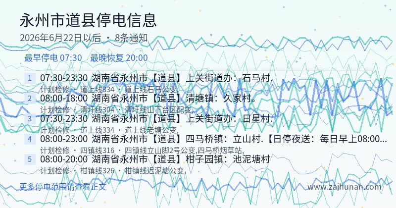 永州市道县停电通知