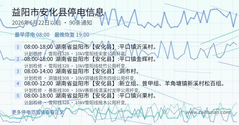 益阳市安化县停电通知