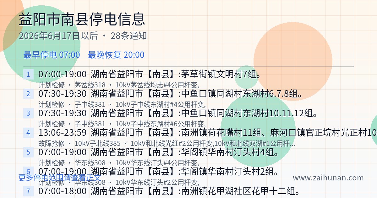 南县2026年6月17日以后停电通知
