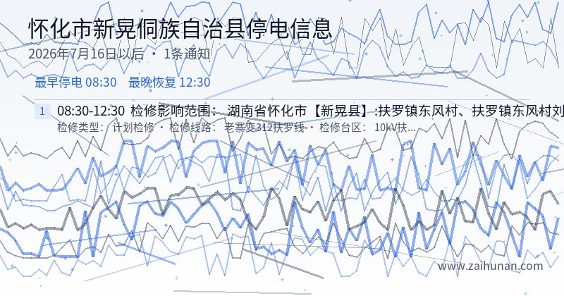 怀化市新晃侗族自治县停电通知