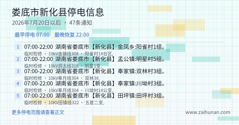 娄底市新化县停电通知