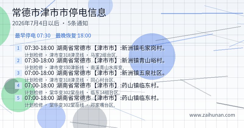 常德市津市市停电通知
