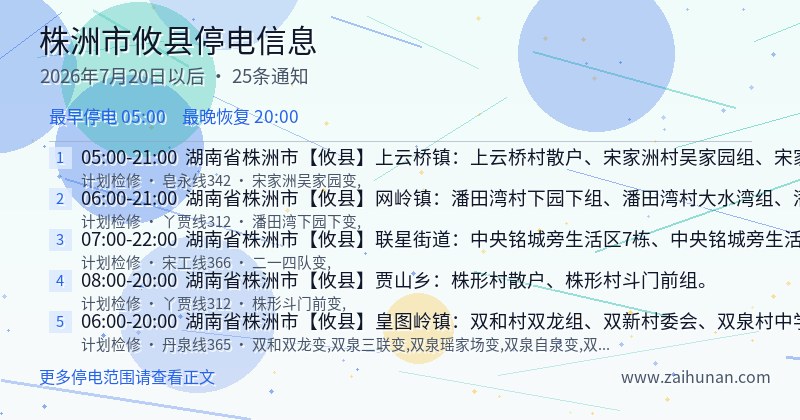 株洲市攸县停电通知