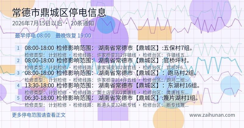 常德市鼎城区停电通知