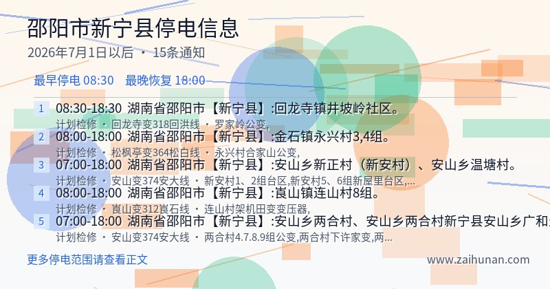 邵阳市新宁县停电通知