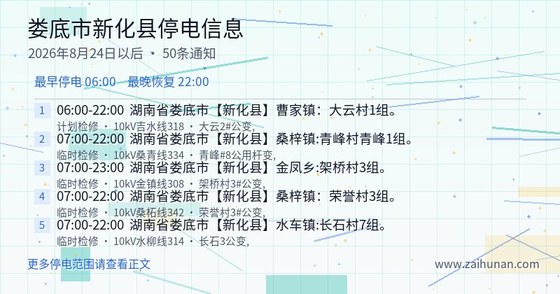 娄底市新化县停电通知