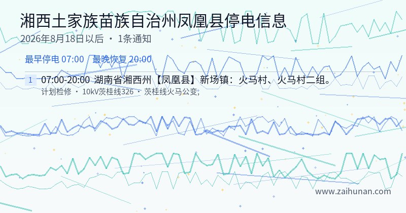 湘西土家族苗族自治州凤凰县停电通知