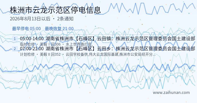 株洲市云龙示范区停电通知