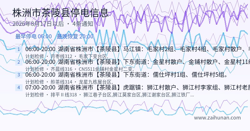 株洲市茶陵县停电通知