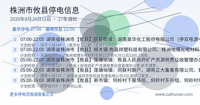 株洲市攸县停电通知