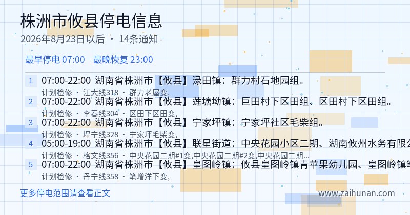 株洲市攸县停电通知