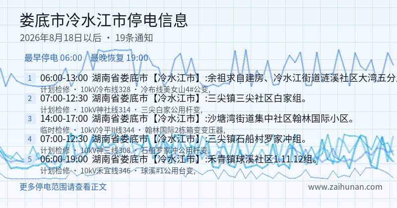 娄底市冷水江市停电通知