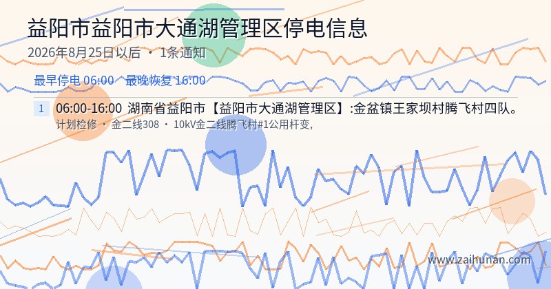 益阳市益阳市大通湖管理区停电通知