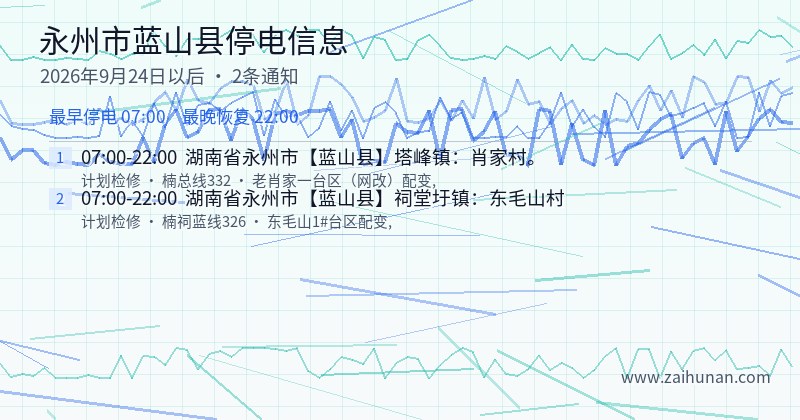 永州市蓝山县停电通知