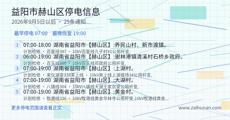 益阳市赫山区停电通知