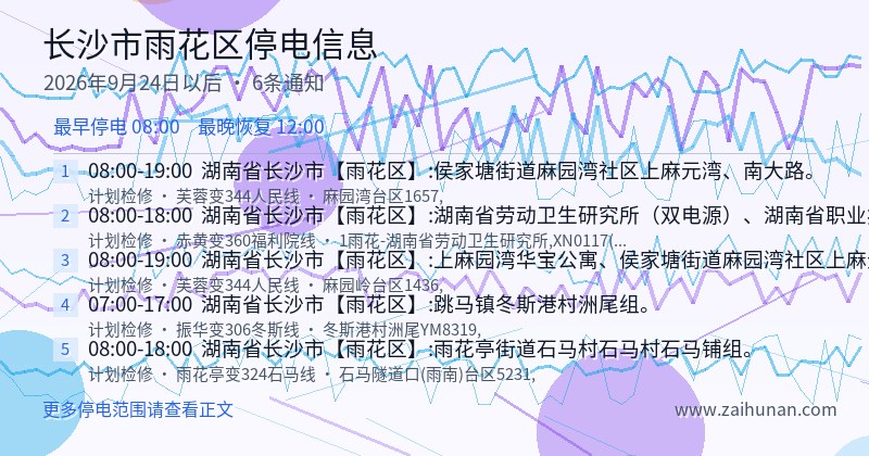 长沙市雨花区停电通知