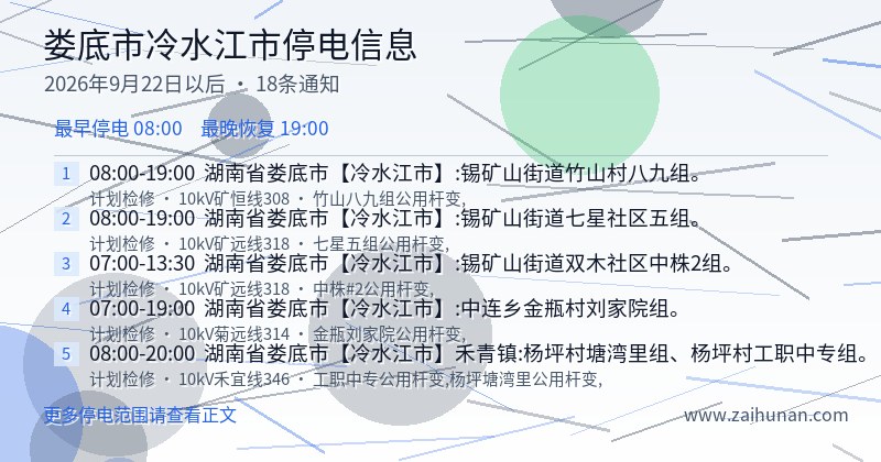 娄底市冷水江市停电通知