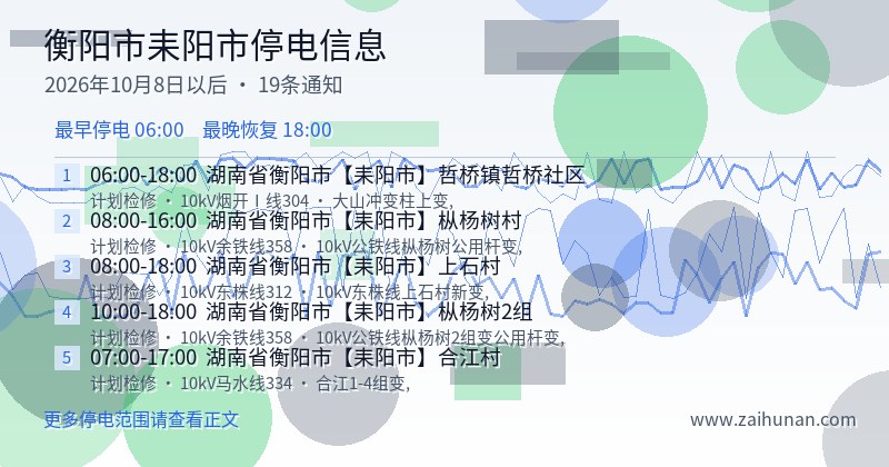 衡阳市耒阳市停电通知