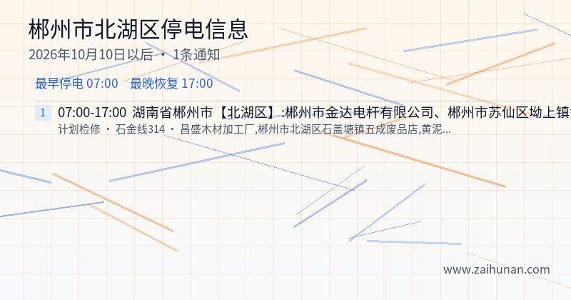 郴州市北湖区停电通知