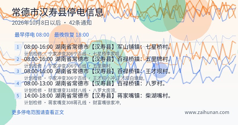 常德市汉寿县停电通知