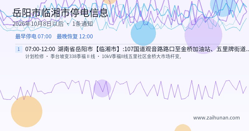 岳阳市临湘市停电通知