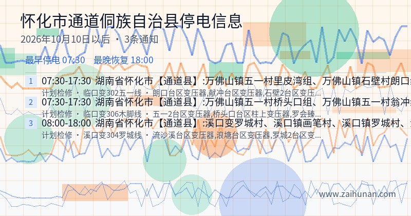 怀化市通道侗族自治县停电通知