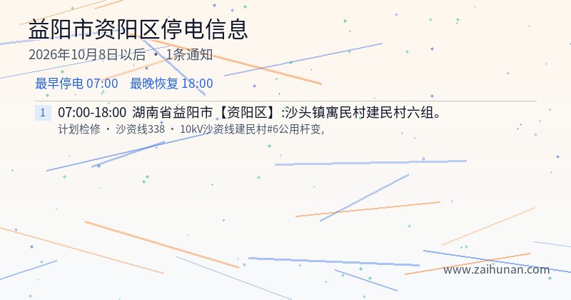 益阳市资阳区停电通知