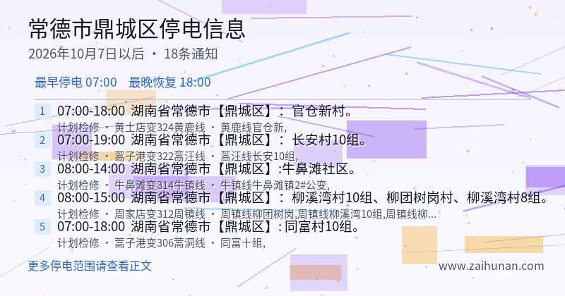 常德市鼎城区停电通知
