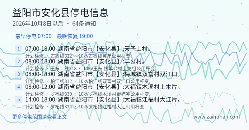 益阳市安化县停电通知