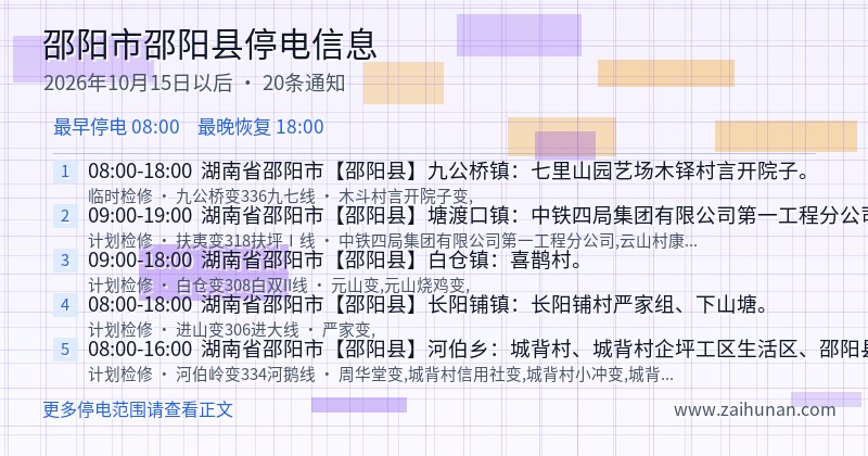 邵阳市邵阳县停电通知