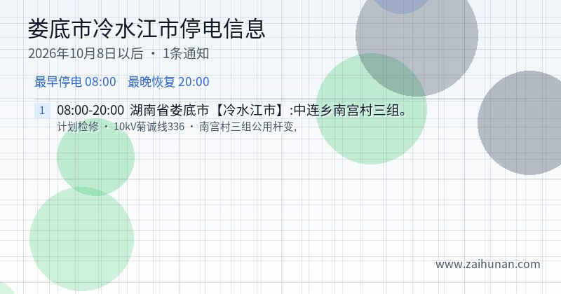 娄底市冷水江市停电通知